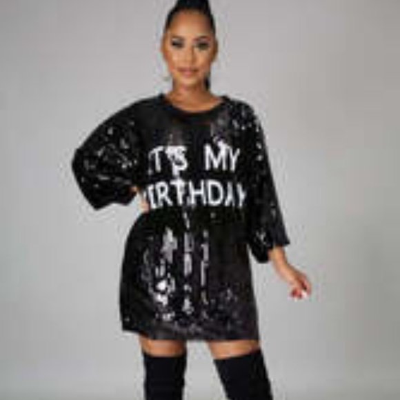 Jainmy Martinez 'Its My Birthday' Sequin Stretch Mini Dress NWT OSFM - Picture 2 of 8
